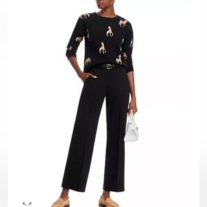 Catherine Malandrino Black Sweater with Tan Horse Motif